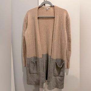 Madewell light pink and grey color block cardigan